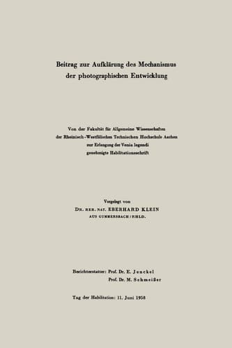 Beitrag zur Aufklärung des Mechanismus der photographischen Entwicklung