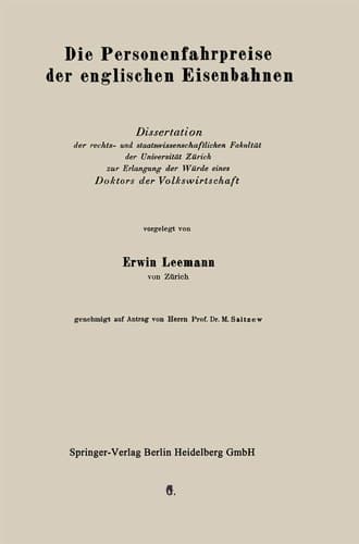 Die Personenfahrpreise der englischen Eisenbahnen (German Edition)