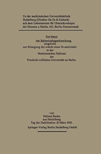 Der Stand der Bakteriophagenforschung