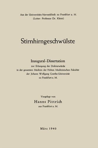 Stirnhirngeschwülste Inaugural-Dissertation