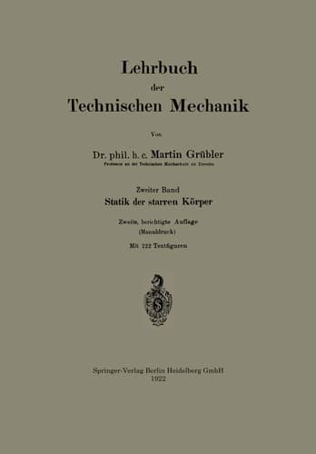 Lehrbuch der Technischen Mechanik Statik der starren Körper