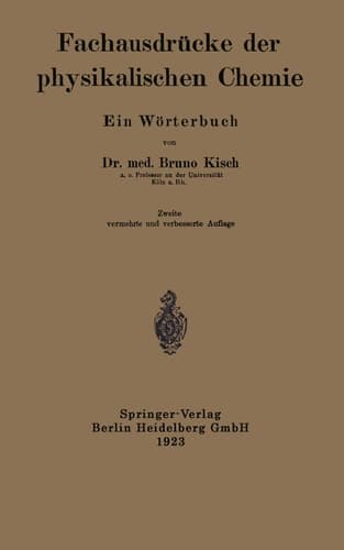 Fachausdrücke der physikalischen Chemie Ein Wörterbuch