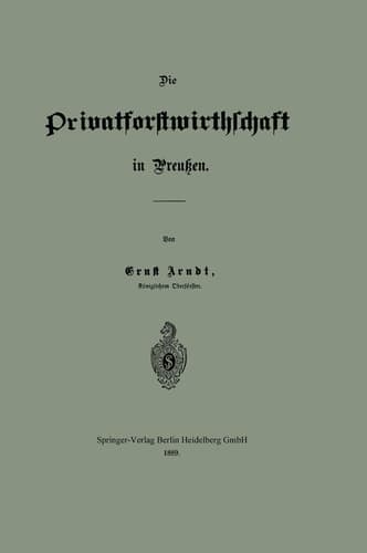 Die Privatforstwirthschaft in Preußen (German Edition)
