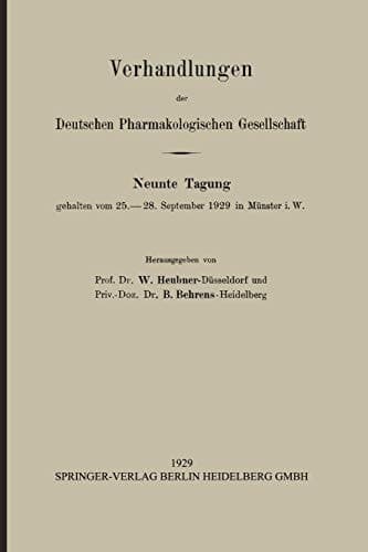Verhandlungen der Deutschen Pharmakologischen Gesellschaft