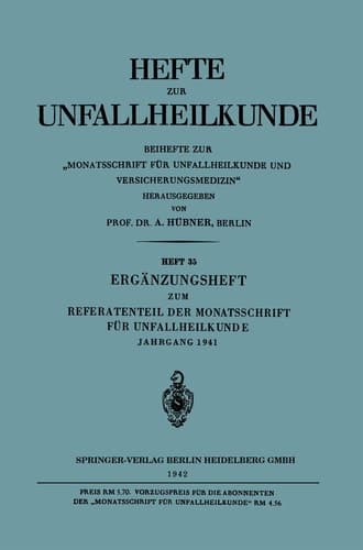 Ergänzungsheft zum Referatenteil der Monatsschrift für Unfallheilkunde (Hefte zur Unfallheilkunde) (German Edition)