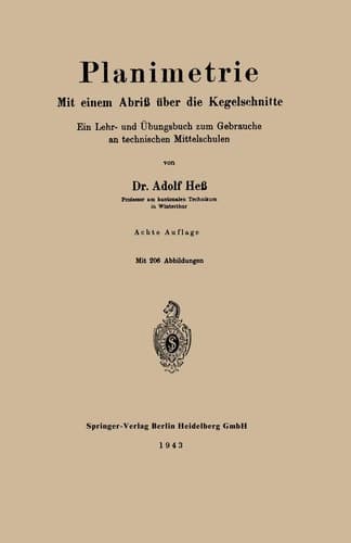 Planimetrie Mit einem Abriß über die Kegelschnitte