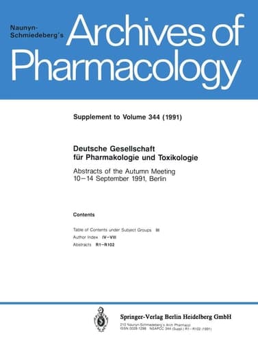 Deutsche Gesellschaft für Pharmakologie und Toxikologie Abstracts of the Autumn Meeting 10–14 September 1991, Berlin