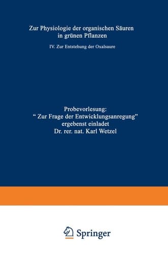 Zur Physiologie der organischen Säuren in grünen Pflanzen IV. Zur Entstehung der Oxalsäure