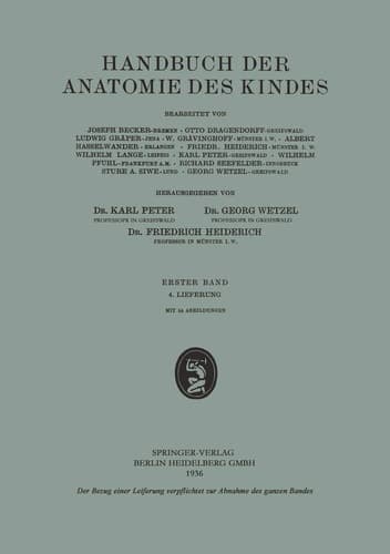 Handbuch der Anatomie des Kindes Erster Band