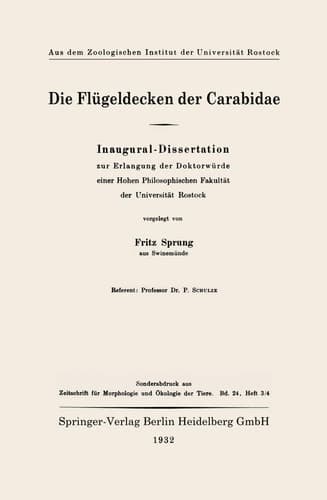 Die Flügeldecken der Carabidae Inaugural-Dissertation zur Erlangung der Doktorwürde einer Hohen Philosophischen Fakultät der Universität Rostock