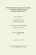 Über die Anreicherung des N15-Isotops und einige spektroskopische Untersuchungen am N15 Dissertation zur Erlangung der Würde eines Doctor-Ingenieurs