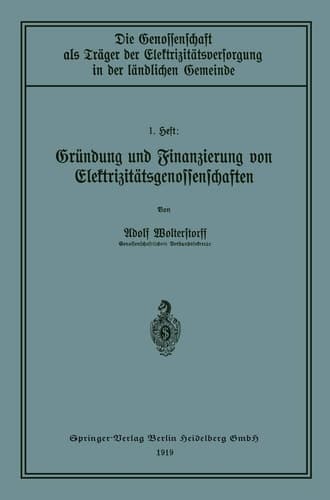 Gründung und Finanzierung von Elektrizitätsgenossenschaften