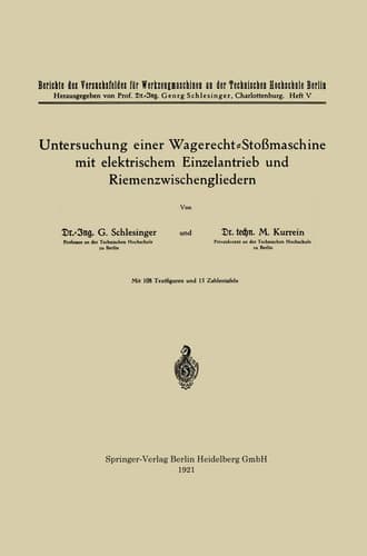 Untersuchung einer Wagerecht-Stoßmaschine mit elektrischem Einzelantrieb und Riemenzwischengliedern