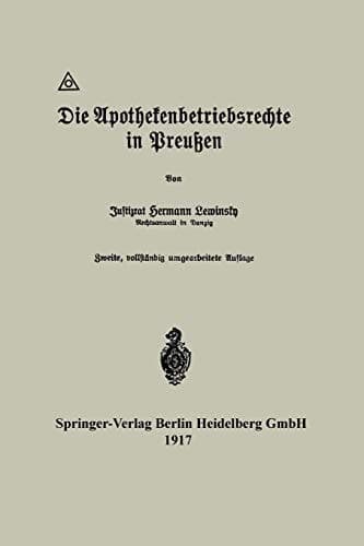 Die Apothekenbetriebsrechte in Preußen (German Edition)