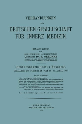 Siebenunddreissigster Kongress Gehalten zu Wiesbaden vom 20.–23. April 1925