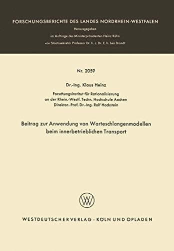 Beitrag zur Anwendung von Warteschlangenmodellen beim innerbetrieblichen Transport