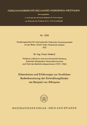 Erkenntnisse und Erfahrungen zur forstlichen Bodenbenutzung der Entwicklungsländer am Beispiel von Äthiopien