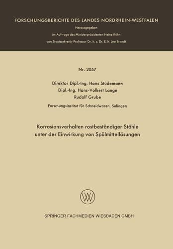 Korrosionsverhalten rostbeständiger Stähle unter der Einwirkung von Spülmittellösungen
