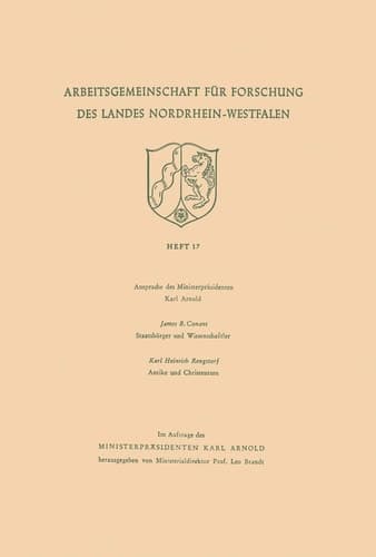 Ansprache des Ministerpräsidenten. Staatsbürger und Wissenschaftler. Antike und Christentum
