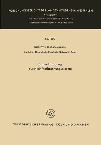 Stromdurchgang durch ein Verbrennungsplasma (German Edition)