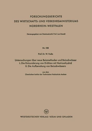 Untersuchungen über neue Beizmethoden und Beizabwässer I. Die Entzunderung von Drähten mit Natriumhydrid. II. Die Aufbereitung von Beizabwässern