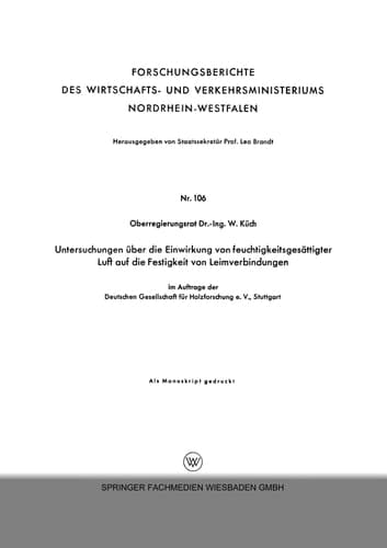 Untersuchungen über die Einwirkung von feuchtigkeitsgesättigter Luft auf die Festigkeit von Leimverbindungen