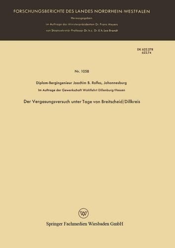 Der Vergasungsversuch unter Tage von Breitscheid/Dillkreis