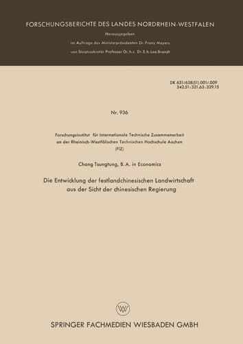 Die Entwicklung der festlandchinesischen Landwirtschaft aus der Sicht der chinesischen Regierung
