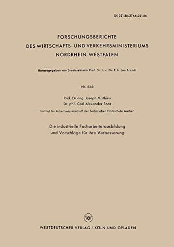 Die industrielle Facharbeiterausbildung und Vorschläge für ihre Verbesserung