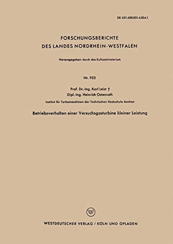 Betriebsverhalten einer Versuchsgasturbine kleiner Leistung