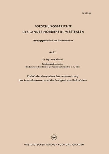 Einfluß der chemischen Zusammensetzung des Anmachewassers auf die Festigkeit von Kalkmörteln