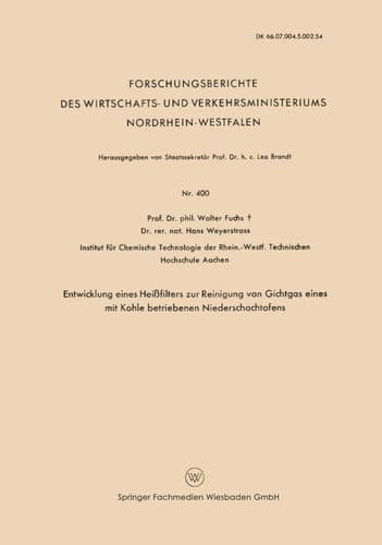 Entwicklung Eines Heißfilters zur Reinigung von Gichtgas eines mit Kohle betriebenen Niederschachtofens