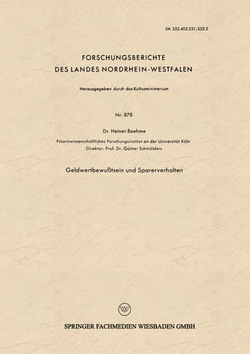 Geldwertbewußtsein und Sparerverhalten