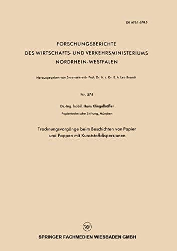 Trocknungsvorgänge beim Beschichten von Papier und Pappen mit Kunststoffdispersionen