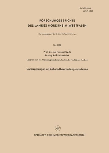 Untersuchungen an Zahnradbearbeitungsmaschinen
