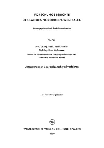 Untersuchungen über Bolzenschweißverfahren
