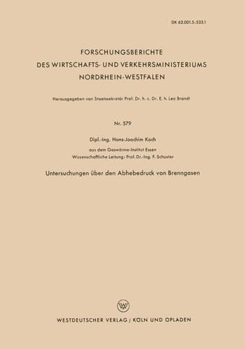 Untersuchungen über den Abhebedruck von Brenngasen