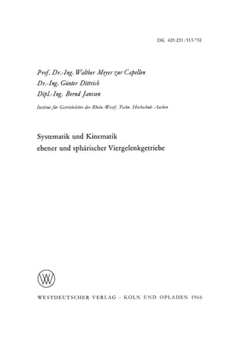 Systematik und Kinematik ebener und sphärischer Viergelenkgetriebe