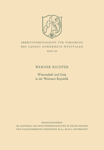 Wissenschaft und Geist in der Weimarer Republik (German Edition)