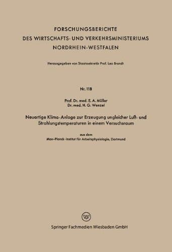 Neuartige Klima-Anlage zur Erzeugung ungleicher Luft- und Strahlungstemperaturen in einem Versuchsraum aus dem Max-Planck-Institut für Arbeitsphysiologie, Dortmund