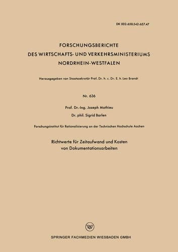 Richtwerte für Zeitaufwand und Kosten von Dokumentationsarbeiten