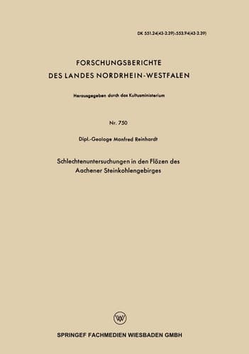 Schlechtenuntersuchungen in den Flözen des Aachener Steinkohlengebirges