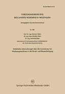 Statistische Untersuchungen über die Ausnutzung von Werkzeugmaschinen in der Einzel- und Massenfertigung