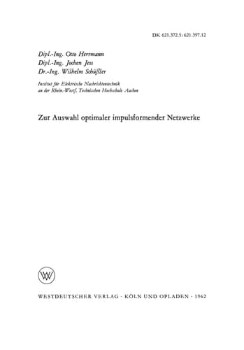Zur Auswahl optimaler impulsformender Netzwerke