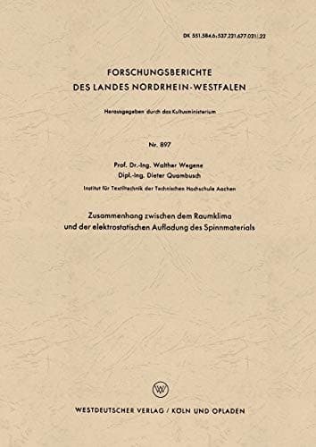 Zusammenhang zwischen dem Raumklima und der elektrostatischen Aufladung des Spinnmaterials