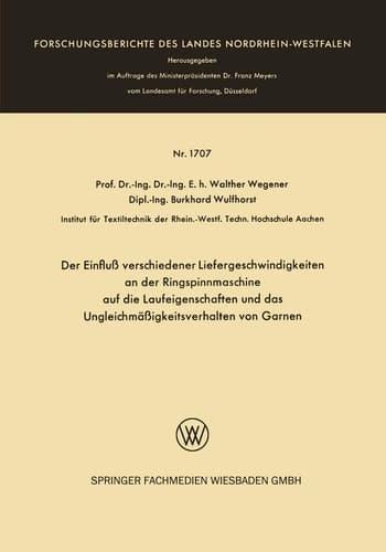 Der Einfluß verschiedener Liefergeschwindigkeiten an der Ringspinnmaschine auf die Laufeigenschaften und das Ungleichmäßigkeitsverhalten von Garnen