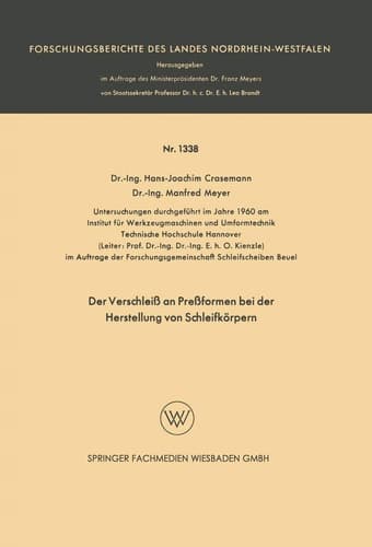 Der Verschleiß an Preßformen bei der Herstellung von Schleifkörpern