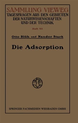 Die Adsorption (Sammlung Vieweg) (German Edition)