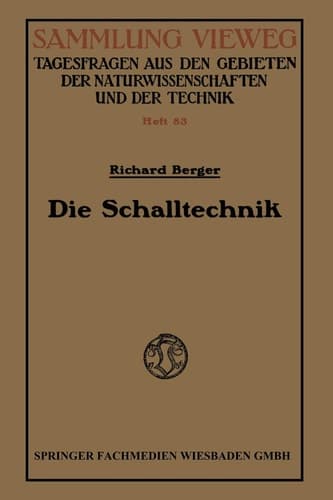 Die Schalltechnik (Sammlung Vieweg) (German Edition)