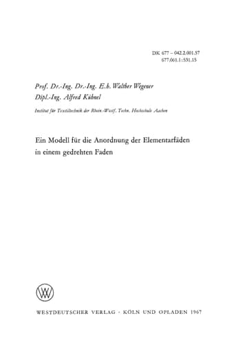 Ein Modell für die Anordnung der Elementarfäden in einem gedrehten Faden
